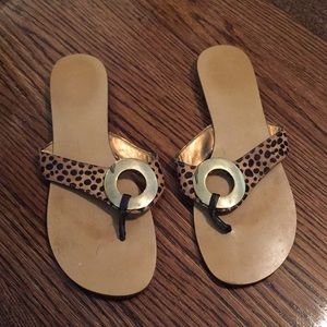 Nine West Animal Print Flip Flops